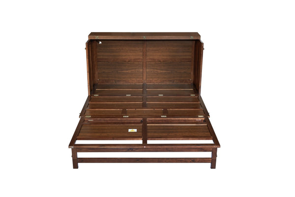English Elm Murphy Cabinet Queen Bed Solid Pine Frame with Built-in Charging Station for Guest Rooms Walnut W504S00165