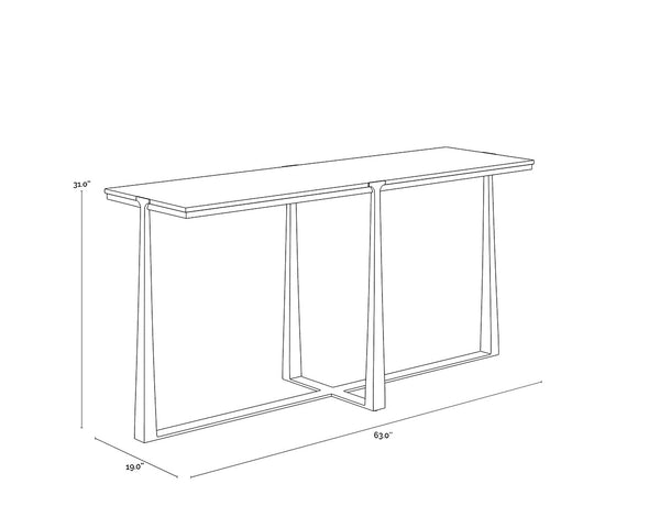 Sunpan Cowell Console Table - Chic Mid-Century Design with Unique White Marble Top & Antique Brass Legs
