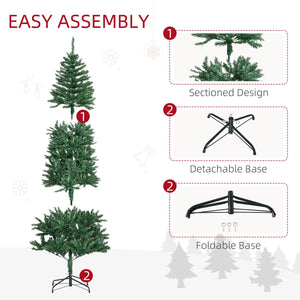 English Elm Homcom 7' Slim Fir Artificial Christmas Tree - Realistic, Space-Saving Design For Holiday Cheer W2225P229505