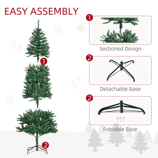 English Elm Homcom 7' Slim Fir Artificial Christmas Tree - Realistic, Space-Saving Design For Holiday Cheer W2225P229505