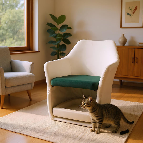 English Elm Furniture Plush 2-in-1 Pet-Friendly Mid Century Modern Accent Chair with Velvet Upholstery, Removable Base and Ergonomic Support for Living Room Dark Green,White N843P331164C