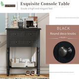 English Elm Trexm Narrow Console Table, Slim Sofa Table With Three Storage Drawers and Bottom Shelf (Black)