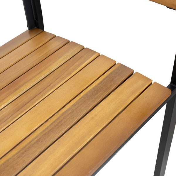 English Elm Christopher Knight Home® - LARIS Teak & Black Wood and Metal Chair Set — Acacia Slat Panels, Modern Industrial Outdoor Dining Seat 66383.00