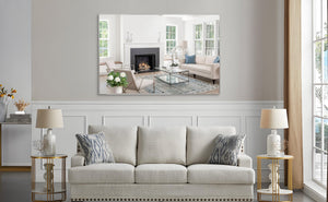 English Elm 60"x40" Oversized Modern Rectangle Mirror Silver Frame with Removable Tray, Aluminum HD Glass for Bath W708P297600