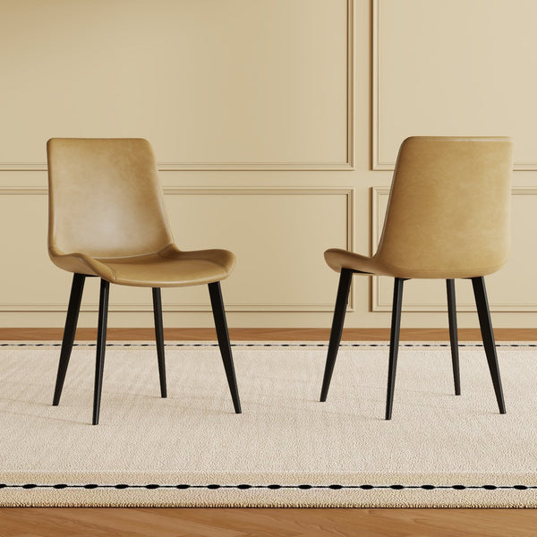 English Elm Modern PU Leather Dining Chairs with Carbon Steel Legs, Water‑Resistant, Stain‑Proof, 4-Pack for Home Brown W2699P338887