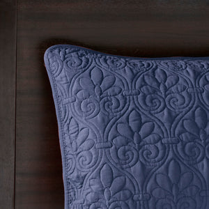 English Elm Reversible Madison Park Quebec King Bedspread Set with Quilted Texture, Oversized Drape and Antimicrobial Freshness Protection Navy 17.72 L x 15.35 W x 8.66 H B03597456