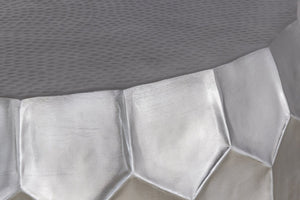 English Elm CT101 Hand-Hammered Round Coffee Table 32" — Hexagonal Patterned Surface, Modern Farmhouse Focal Point Silver G150108439