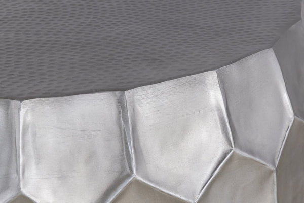 English Elm CT101 Hand‑Hammered Round 32" Coffee Table with Hexagonal Patterned Surface and Timeless Finish Silver B009P295927