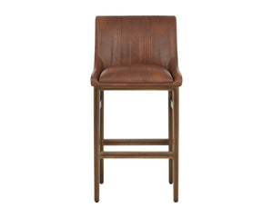 Sunpan HALDEN Barstool - Elevate Your Space with Durable Bravo Admiral Faux Leather and Rustic Bronze Frame Brown 112258