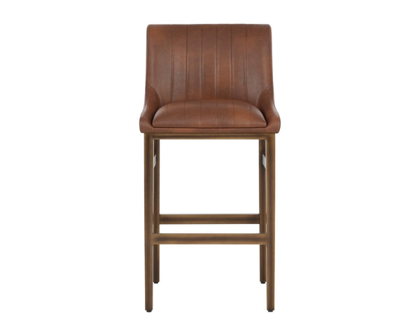 Sunpan HALDEN Barstool - Elevate Your Space with Durable Bravo Admiral Faux Leather and Rustic Bronze Frame Brown 112258