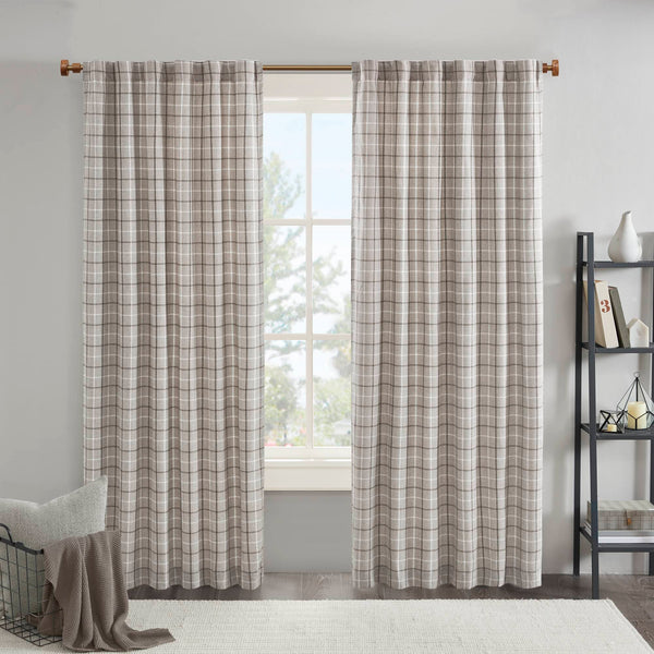 English Elm 1 Pcs Insulated Plaid Curtain Panel 50X108" With Fleece Lining For Cozy Energy Efficiency In Brown B035P319833