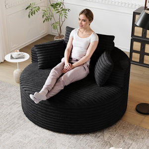 English Elm 50''L Plush Corduroy Sponge Single Sofa Bed with No Assembly, Fluffy Modern Sleeper for Living Areas Black W834P337428