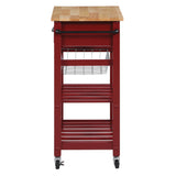 OSP Home Furnishings Hampton Kitchen Cart Red Red