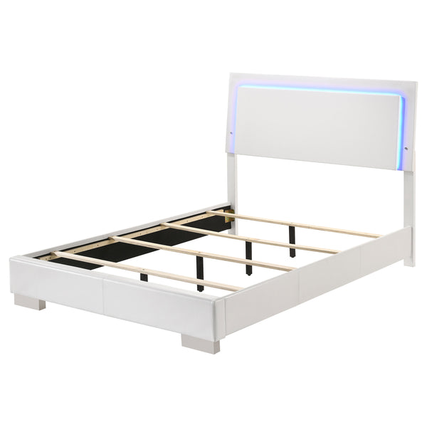English Elm Felicity White High Gloss Full Led Panel Bed - Modern Design With Ambient Lighting & Sturdy Support B062S00864