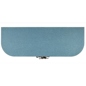 Briallen Blue Demi-Lune Cabinet - Elegant Lacquered Storage with Polished Nickel Floral Details