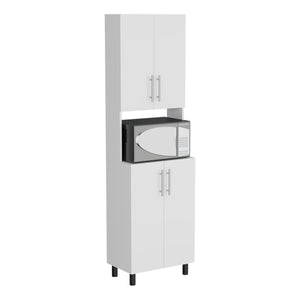 English Elm Kitchen Pantry Modern Engineered Wood Cabinet with 2 Doors, 8 Shelves, 4 Legs for Organized Storage White 45.67 L x 23.62 W x 5.12 H B097P296843