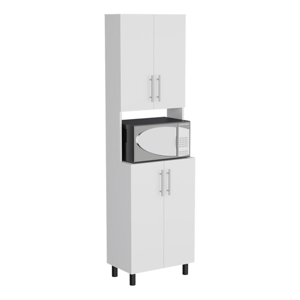 English Elm Kitchen Pantry Modern Engineered Wood Cabinet with 2 Doors, 8 Shelves, 4 Legs for Organized Storage White 45.67 L x 23.62 W x 5.12 H B097P296843