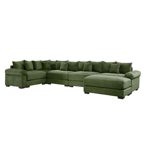 English Elm Oversized Modular Sectional Couch With Ottoman - Premium Corduroy, Ergonomic Comfort For Living Spaces W714S01343-GIGA