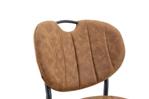 English Elm Dark Oil Waxed Faux Leather Dining Chair Set with Diamond Tufted High Back Metal Legs W3493P449264