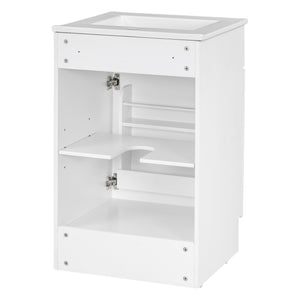 English Elm Christopher Knight Home® - 20" Bathroom Vanity with Ceramic Sink and Soft-Close Door, Gold Knob, Adjustable Shelf Storage White N759P237946K
