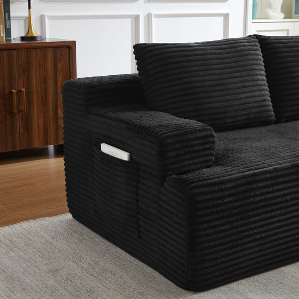 English Elm L-Shaped Cloud Sectional Sofa - Deep Seat Modular Design, No Assembly, Stylish Corduroy Sleeper Couch W2339P409434