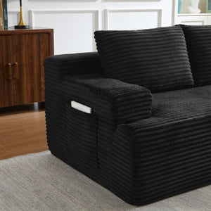 English Elm L-shaped Corduroy Modular Sectional Deep Seat Cloud Sofa for Living Room or Apartment W2339P424637