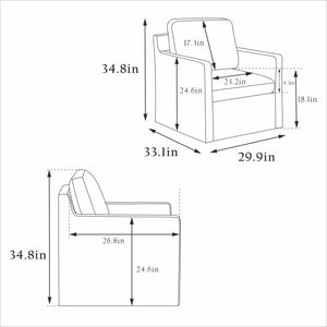 English Elm 29.92'' Swivel Accent Chair with Plush Chenille Upholstery, Removable Back Pillow & 360° Comfort Gray W3188P282085
