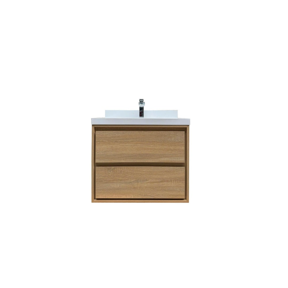 English Elm 30"w*19.69''d*25.59''h Floating Bathroom Vanity White Stone Top Ceramic Basin Cabinet T3785S00016