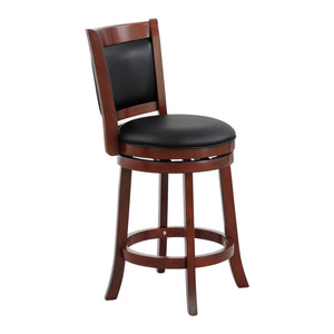 English Elm Comfortable Swivel Counter Height Chair In Dark Cherry Finish - Faux Leather, Solid Wood, Stylish Design B011P238914