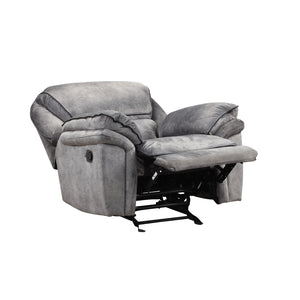 English Elm Gray Gray Transitional Leatherette Manual Recliner with Pillow-Top Arms, Contrast Welt & Drop-Down Table B2741P385168