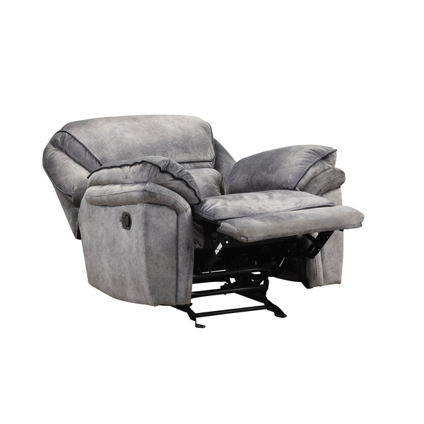 English Elm Gray Gray Transitional Leatherette Manual Recliner with Pillow-Top Arms, Contrast Welt & Drop-Down Table B2741P385168