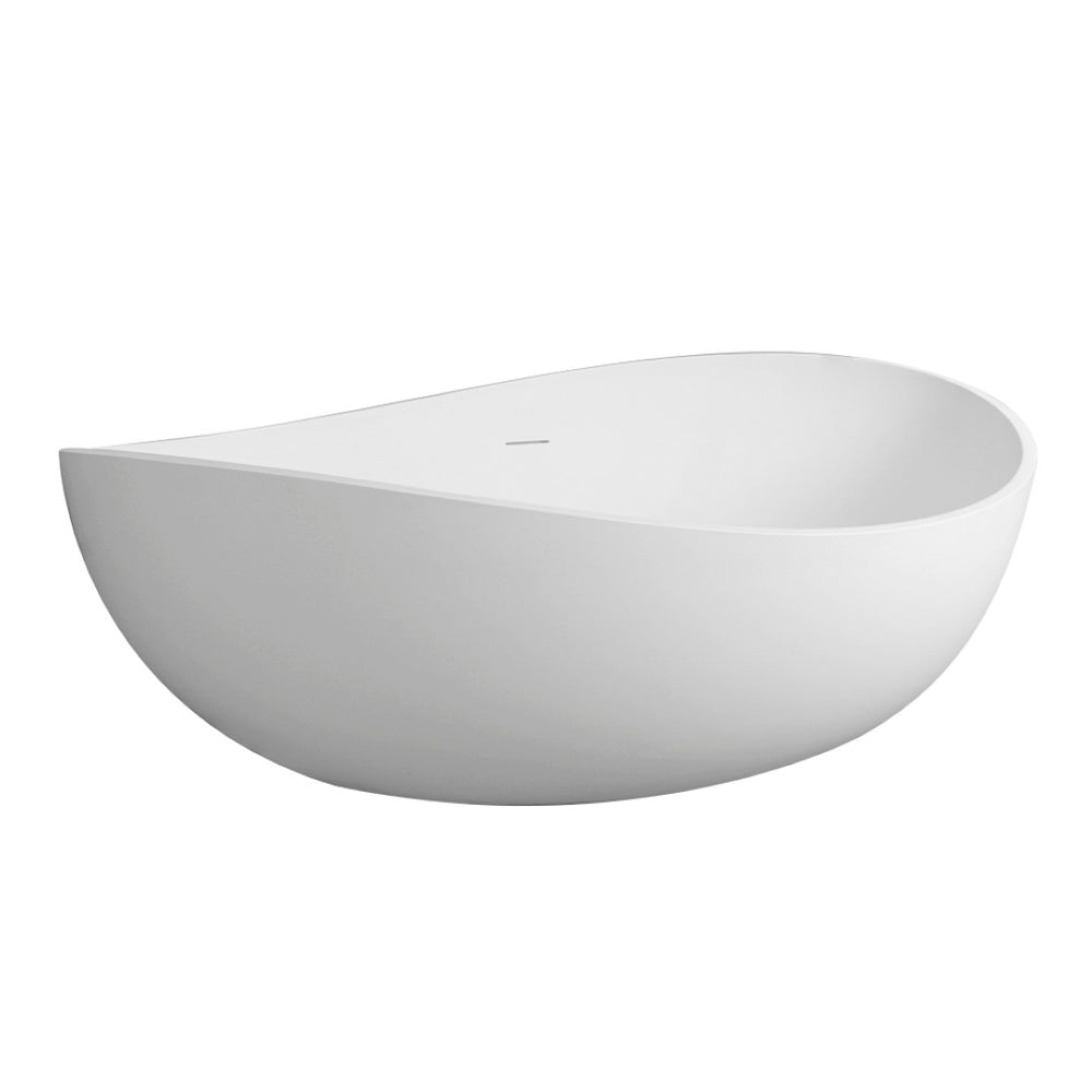 English Elm 63" Freestanding Engineered Stone Resin Soaking Tub Ergonomic Matte White Spa Bath W1920P199015