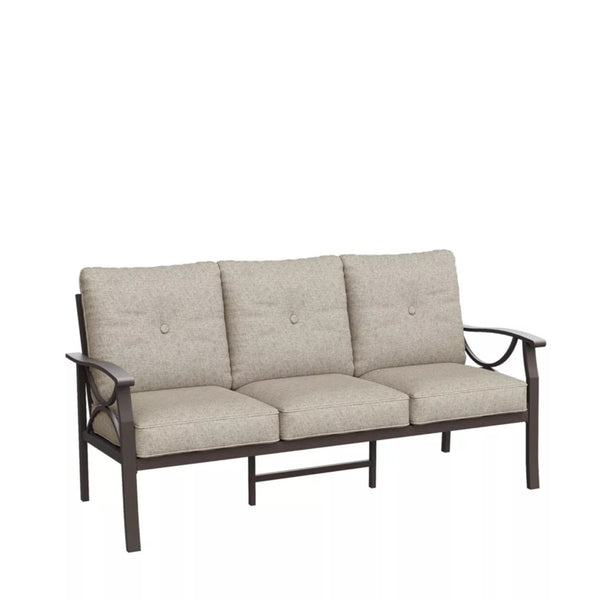 English Elm 70 Inch All Weather Steel Outdoor Sofa Three Seat Rust Proof Powder Coated Patio Seating Light Khaki+Beige B082P455150