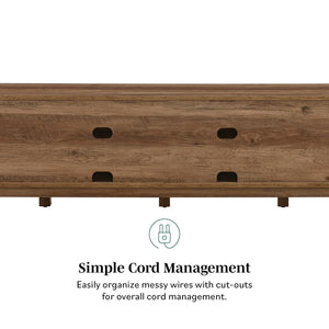 English Elm Walker Edison - Rustic Barn-Door TV Stand Gray Wash with Open Storage, Cord Management, Holds TVs to 80" and 1000 lbs B185P169007