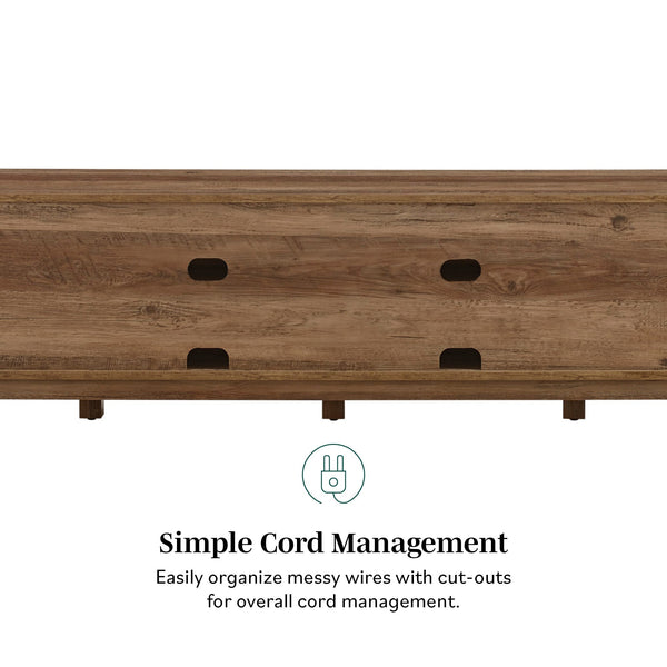 English Elm Walker Edison - Rustic Barn-Door TV Stand Gray Wash with Open Storage, Cord Management, Holds TVs to 80" and 1000 lbs B185P169007