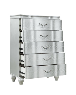 English Elm Landmark 5-Drawer Chest In Sleek Silver Finish - Classic Traditional Design For Space-Saving Storage G150109013