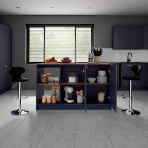 English Elm Juniper Multicolor Kitchen Island with 59" Deep Worktop, Double-Door Cabinet & Open Shelves, Modern Finish B070S00392