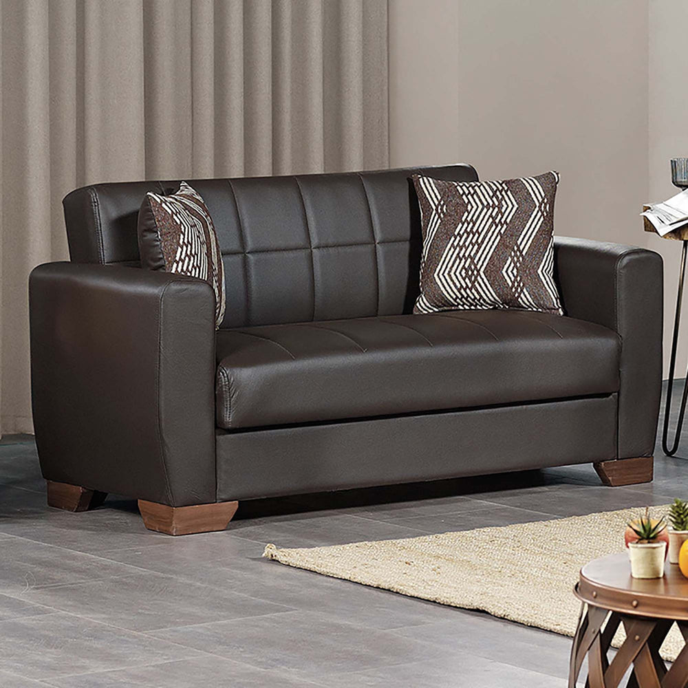English Elm PrimeNest Nexaro Collection Upholstered Convertible Loveseat with Storage, PU Leather Sleeper Sofa Black B030P281702