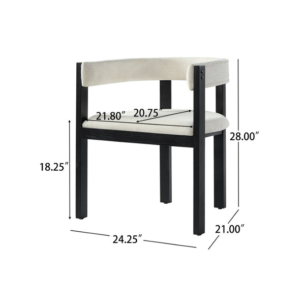 English Elm Bar Stools Set of 2 Rubberwood Barrel Back Counter Height Kitchen Island Seating Beige+Black N771P375072B