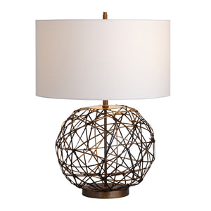Crestview Collection 30"H Metal Table Lamp - Modern Design With Faux Leather, White Linen Shade & 150w Bulb Versatility   Cvazer148