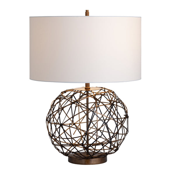Crestview Collection 30"H Metal Table Lamp - Modern Design With Faux Leather, White Linen Shade & 150w Bulb Versatility   Cvazer148