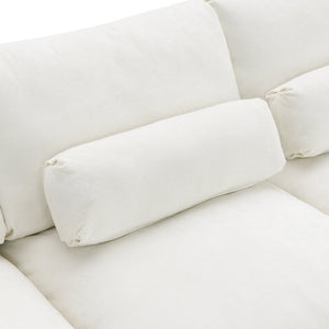 English Elm [video]86.5'' Chenille U-shaped Sectional with Dual Ottomans and Storage Pockets for Living Rooms White N723S7723A