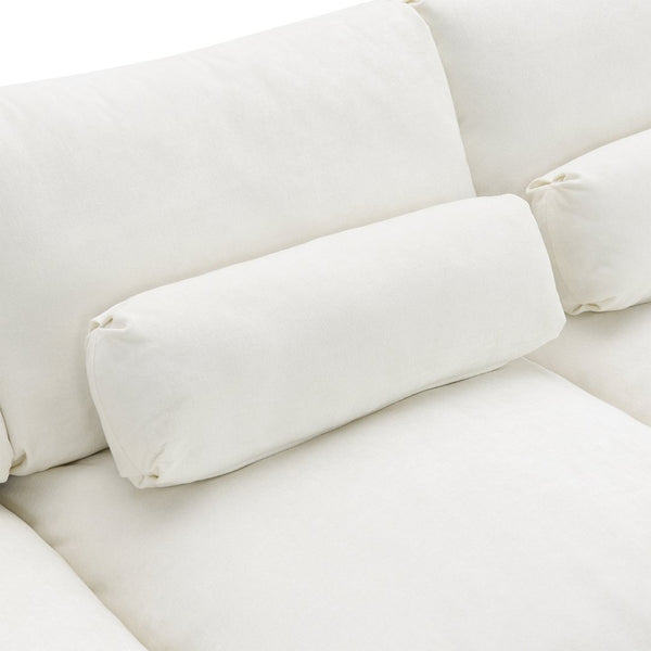 English Elm [video]86.5'' Chenille U-shaped Sectional with Dual Ottomans and Storage Pockets for Living Rooms White N723S7723A