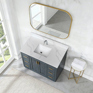 English Elm 43-inch Carrara Quartz Vanity Top Undermount Sink Backsplash Stain Resistant Bath W2699P459407