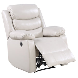 English Elm Beige Power Recliner with Individually Wrapped Coils, Pillow-Top Arms, Tight Cushions & Supportive Comfort B062P184509