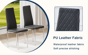 English Elm Office modern visitor chairs set of 8 — stylish leather-look reception seating, mid-back, durable frame, comfy cushions for meeting rooms and cafes Black W2920P303605