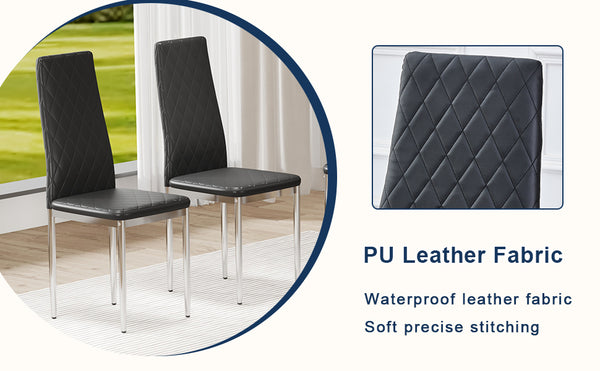 English Elm Office modern visitor chairs set of 8 — stylish leather-look reception seating, mid-back, durable frame, comfy cushions for meeting rooms and cafes Black W2920P303605