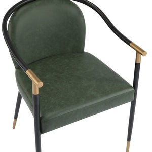 English Elm Christopher Knight Home® - Modern Upholstered Dining Chair with Gold-Tip Accents, Metal Armrests, Heathered Fabric, Set of Two Black+Green 35.75 L x 22.75 W x 22.5 H N776P195378G