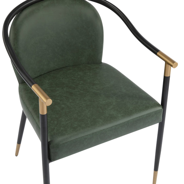 English Elm Christopher Knight Home® - Modern Upholstered Dining Chair with Gold-Tip Accents, Metal Armrests, Heathered Fabric, Set of Two Black+Green 35.75 L x 22.75 W x 22.5 H N776P195378G