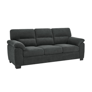 English Elm 3-seater Track Arm Sofa Tufted Textured Fabric Couch for Modern Living Rooms Dark Gray W5568S00009
